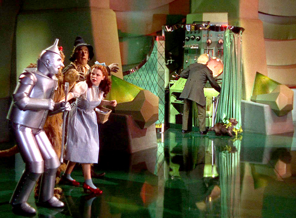 Unmasking the illusion: Wizard of Oz scene exposing the wizard